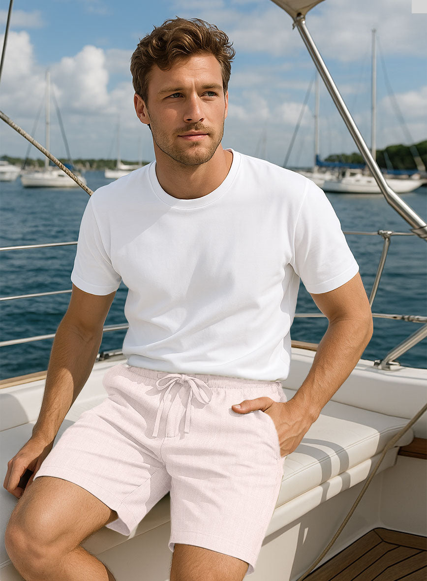 Roman Light Pink Linen Shorts - StudioSuits