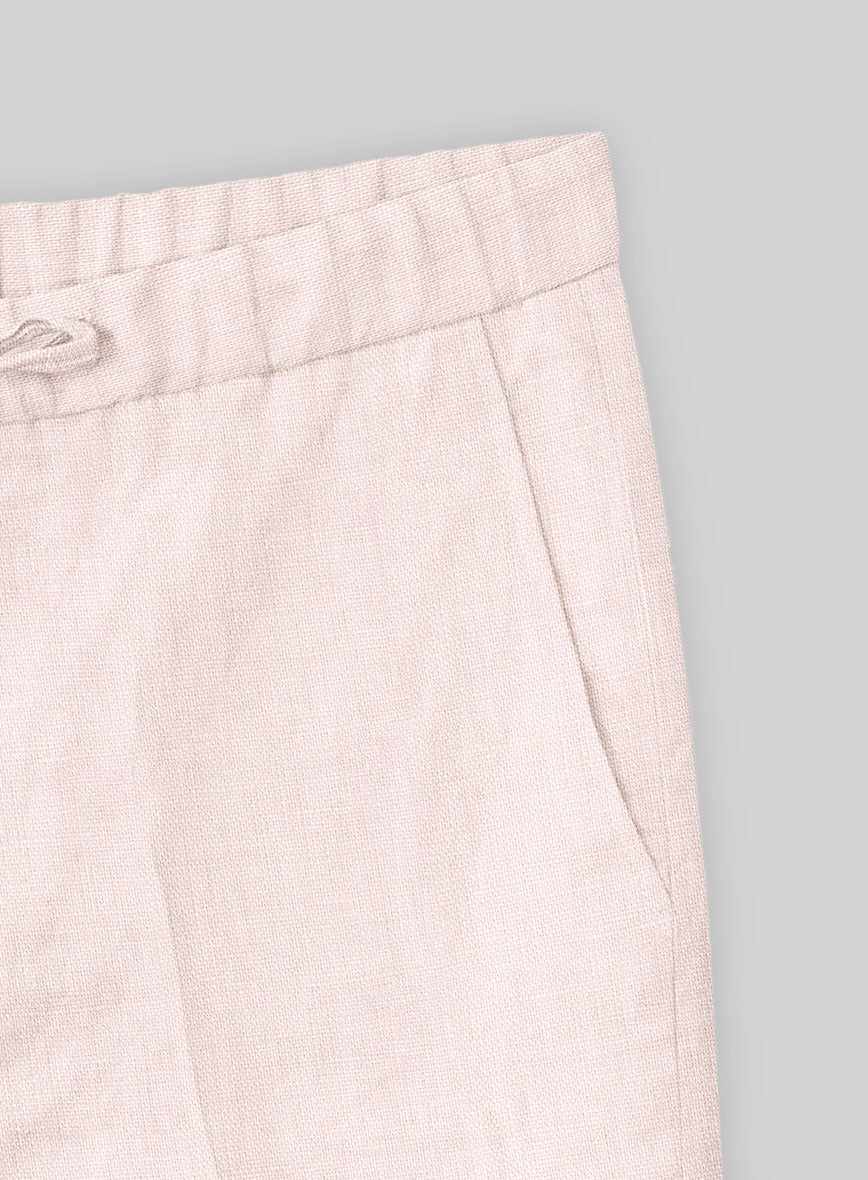 Roman Light Pink Linen Shorts - StudioSuits