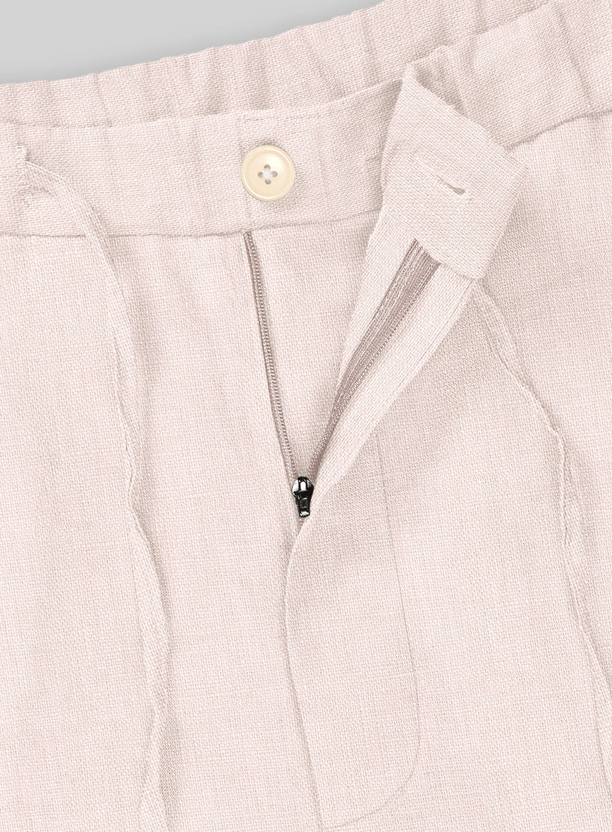 Roman Light Pink Linen Shorts - StudioSuits
