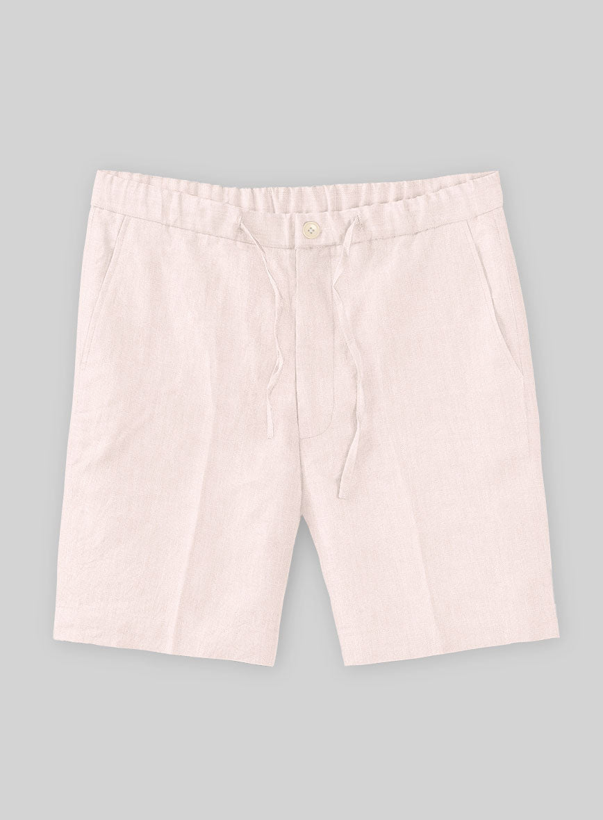 Roman Light Pink Linen Shorts - StudioSuits