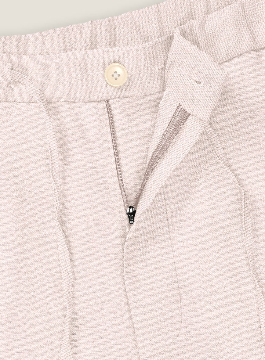 Roman Light Pink Linen Shorts - StudioSuits