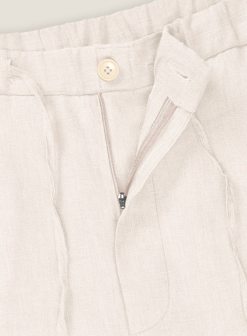 Roman Light Pink Linen Shorts - StudioSuits