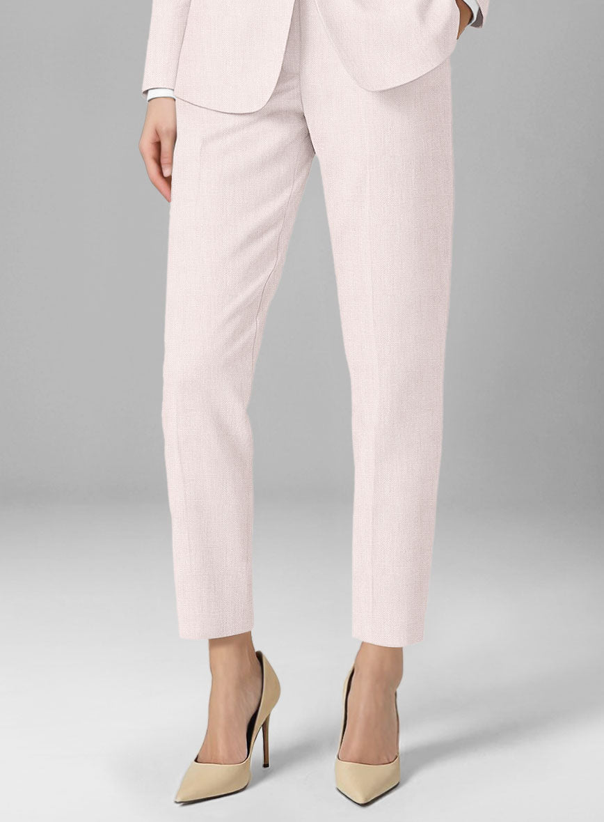 Women's Roman Light Pink Linen Pants - StudioSuits