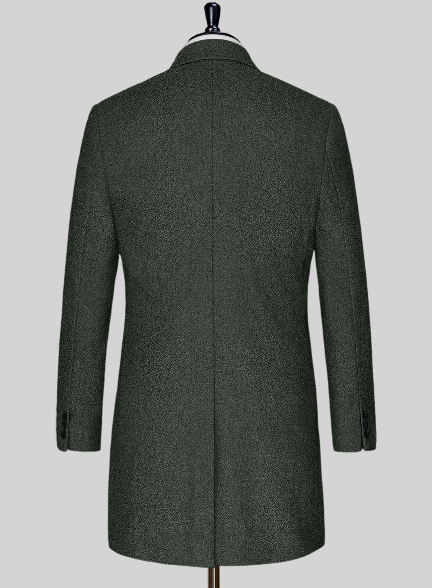 Rope Weave Green Tweed Overcoat - StudioSuits
