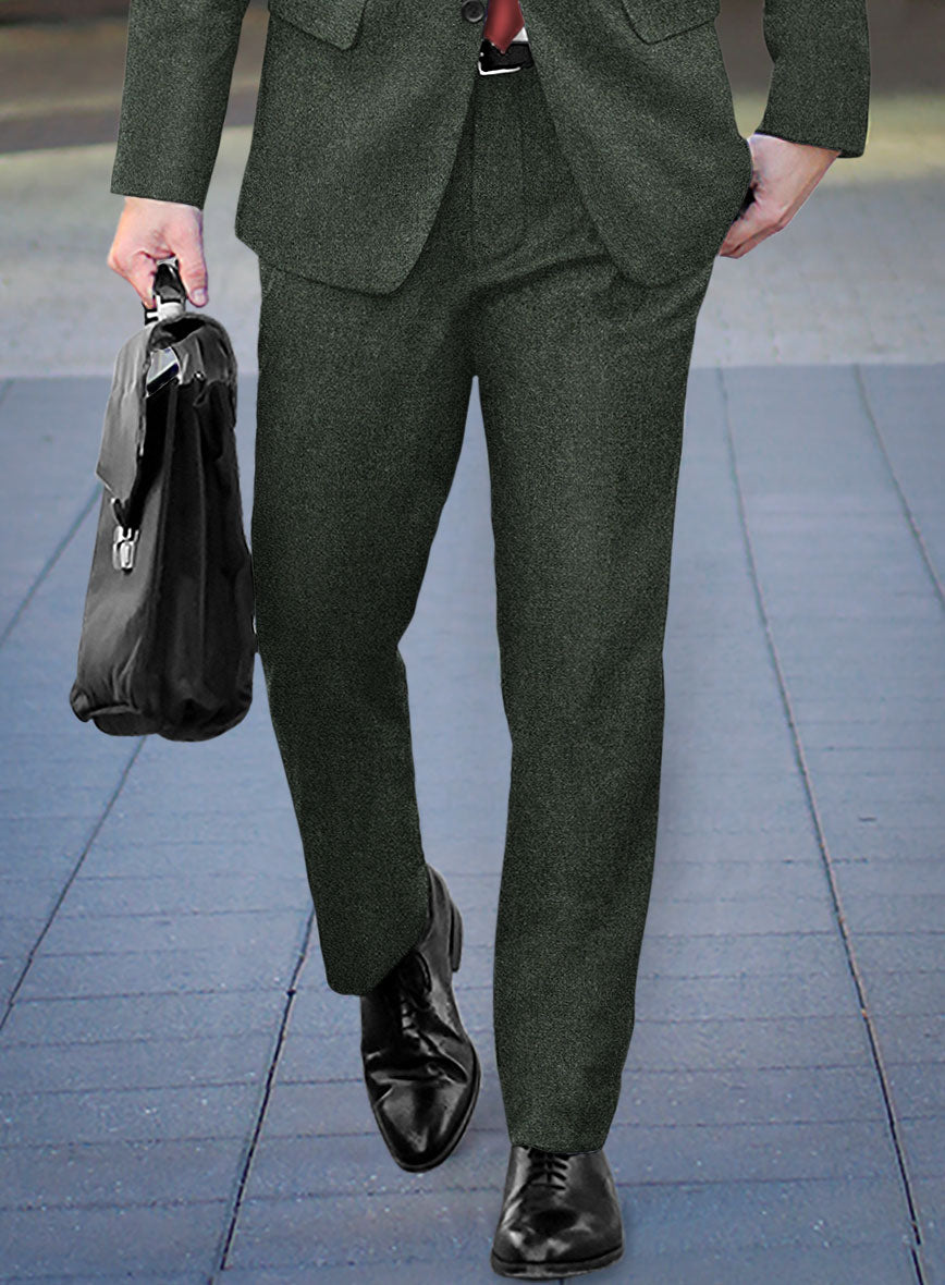 Rope Weave Green Tweed Pants