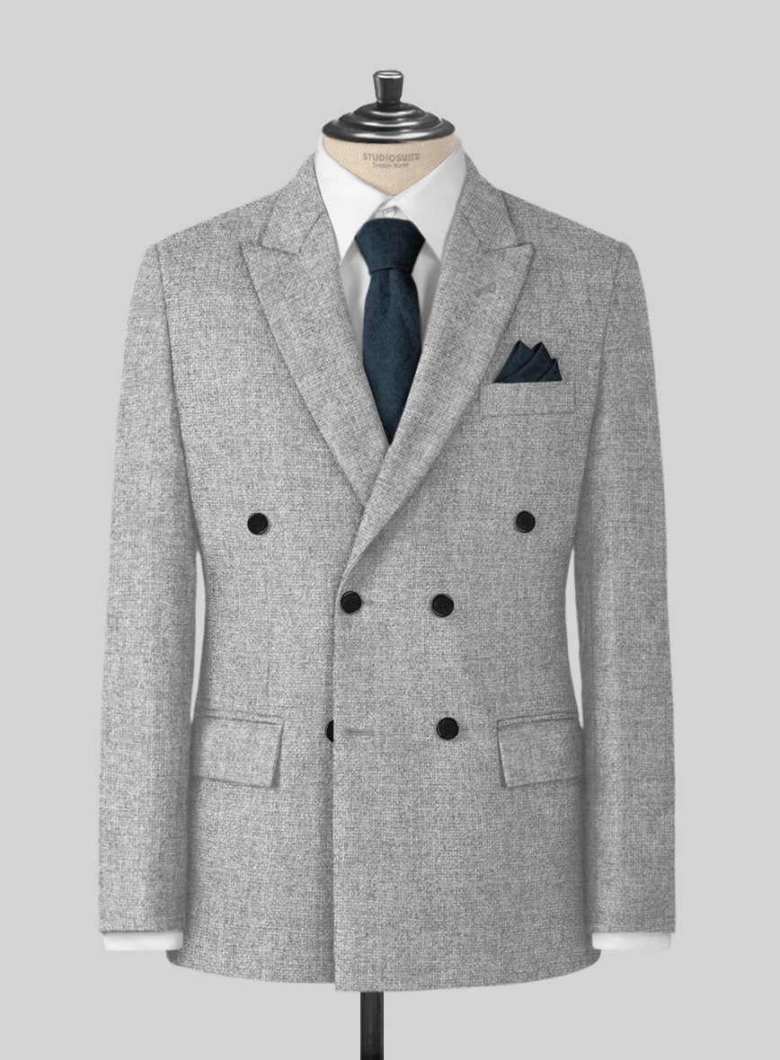 Rope Weave Light Gray Tweed Suit - StudioSuits