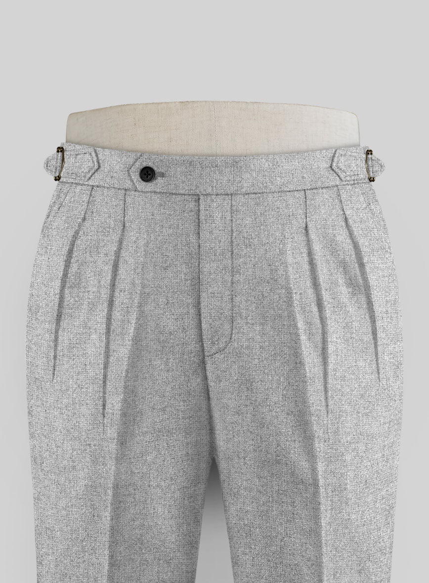 Rope Weave Light Gray Highland Tweed Trousers - StudioSuits