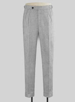 Rope Weave Light Gray Highland Tweed Trousers - StudioSuits