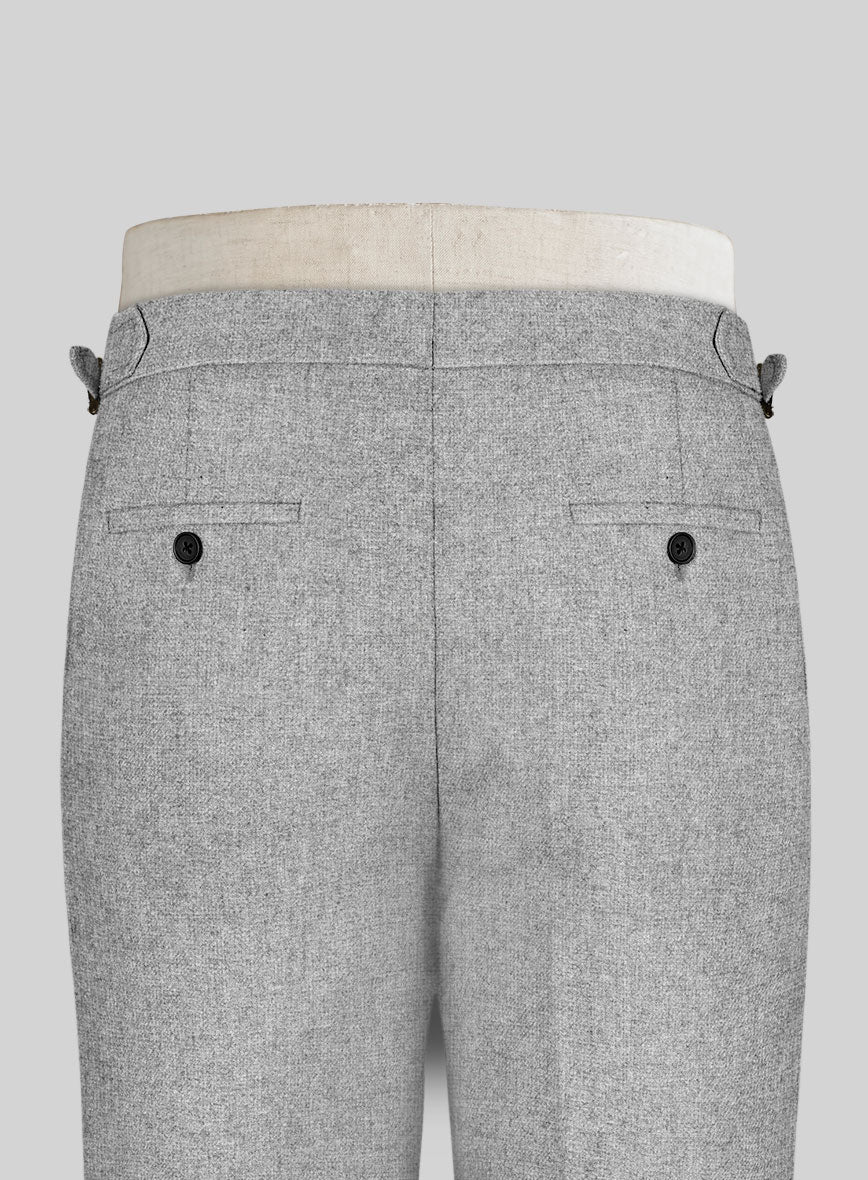 Rope Weave Light Gray Highland Tweed Trousers - StudioSuits