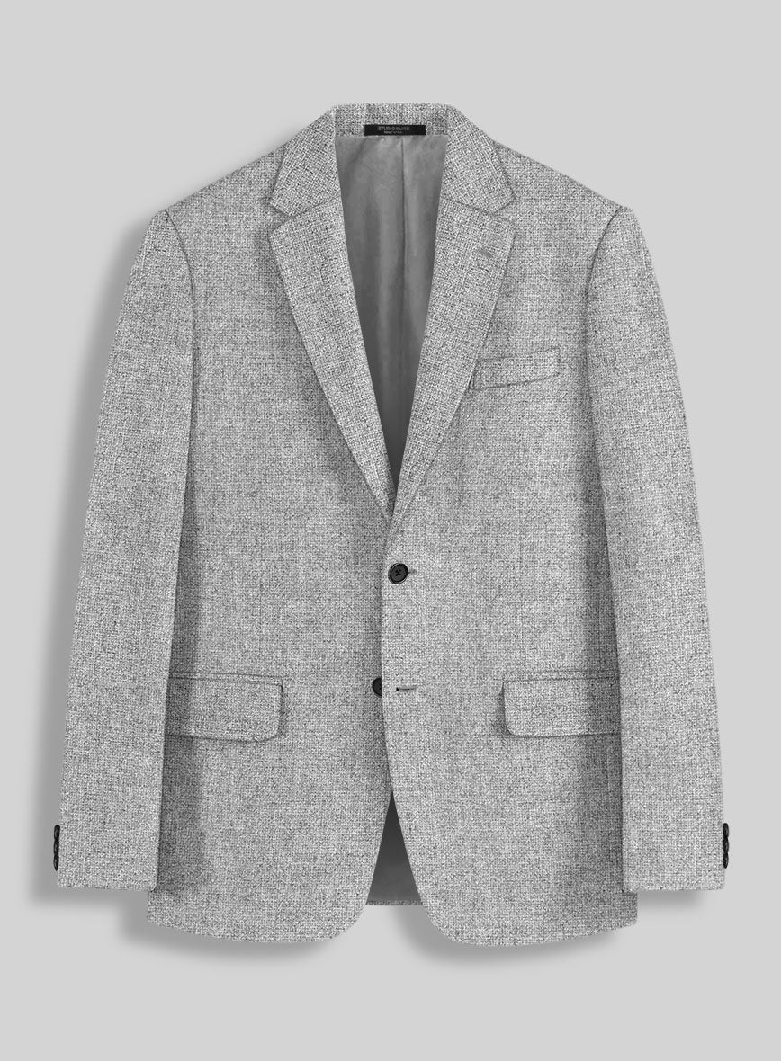 Rope Weave Light Gray Tweed Jacket - StudioSuits
