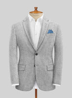 Rope Weave Light Gray Tweed Jacket - StudioSuits