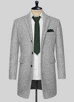 Rope Weave Light Gray Tweed Overcoat - StudioSuits