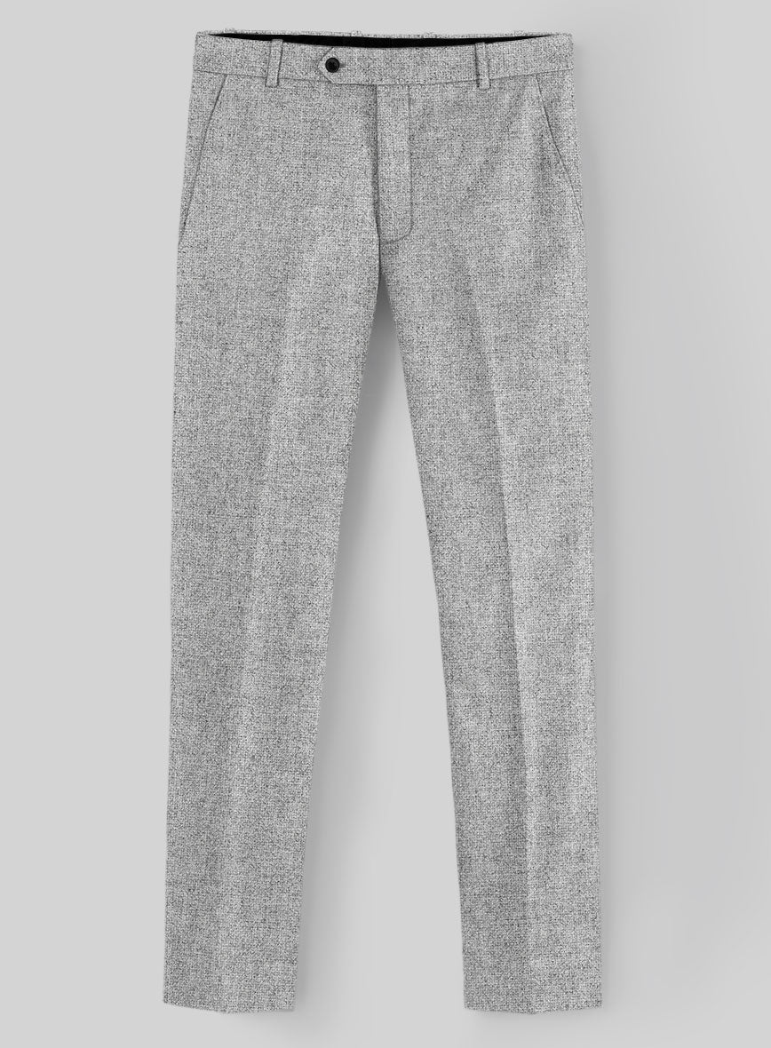 Rope Weave Light Gray Tweed Pants - StudioSuits