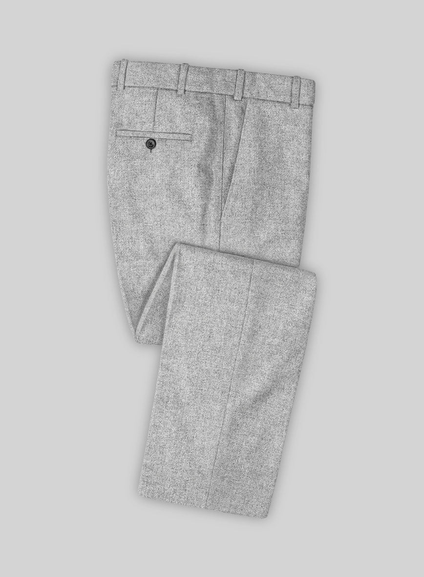 Rope Weave Light Gray Tweed Pants - StudioSuits