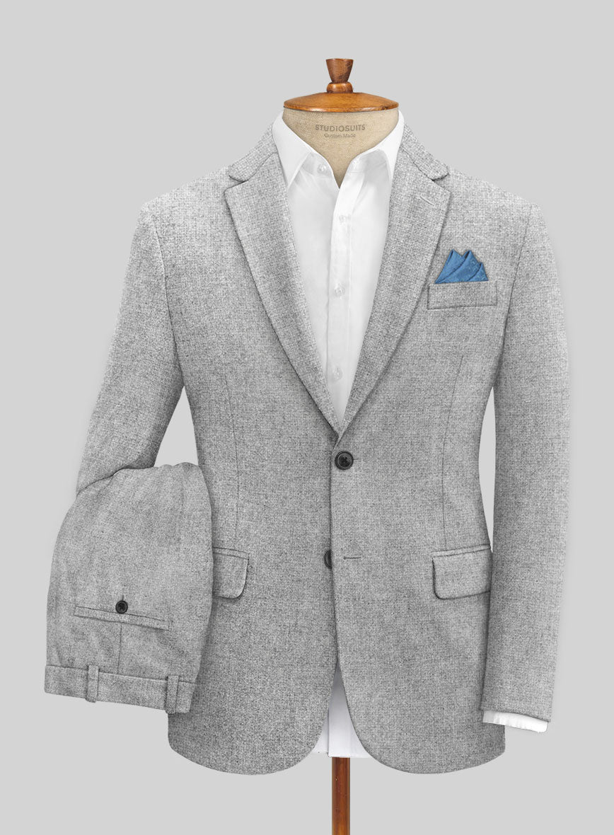 Rope Weave Light Gray Tweed Suit - StudioSuits