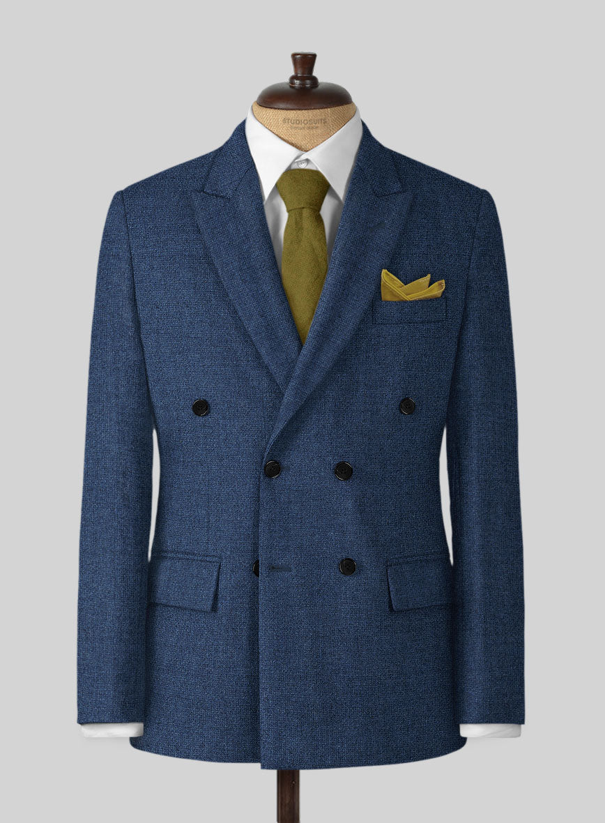 Rope Weave Persian Blue Tweed Jacket - StudioSuits