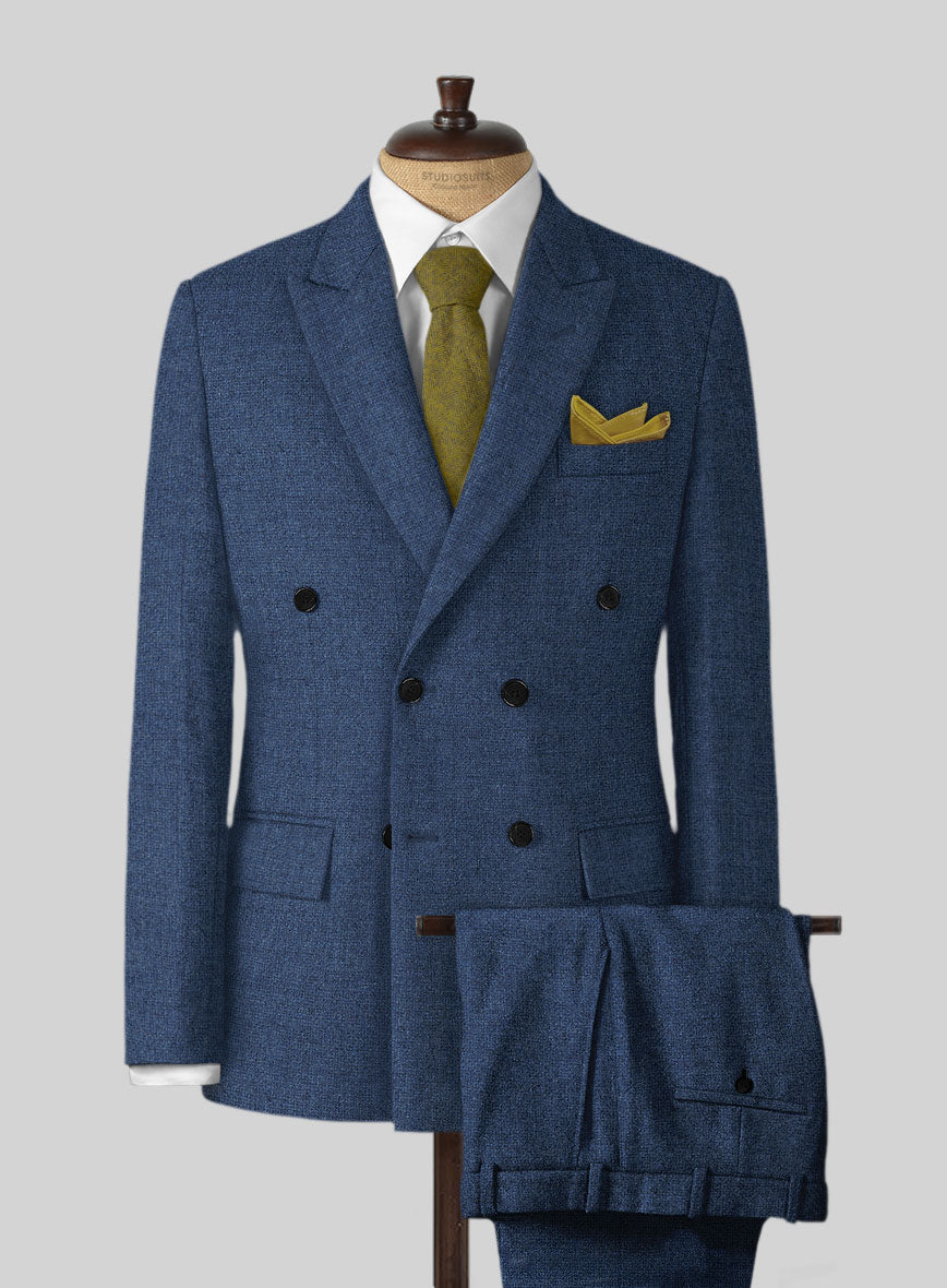 Rope Weave Persian Blue Tweed Suit - StudioSuits