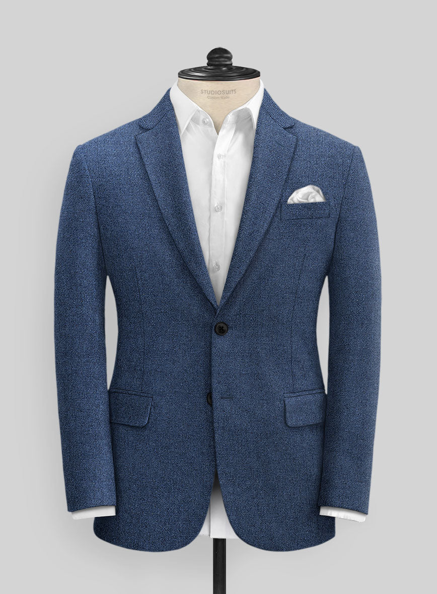Rope Weave Persian Blue Tweed Jacket - StudioSuits