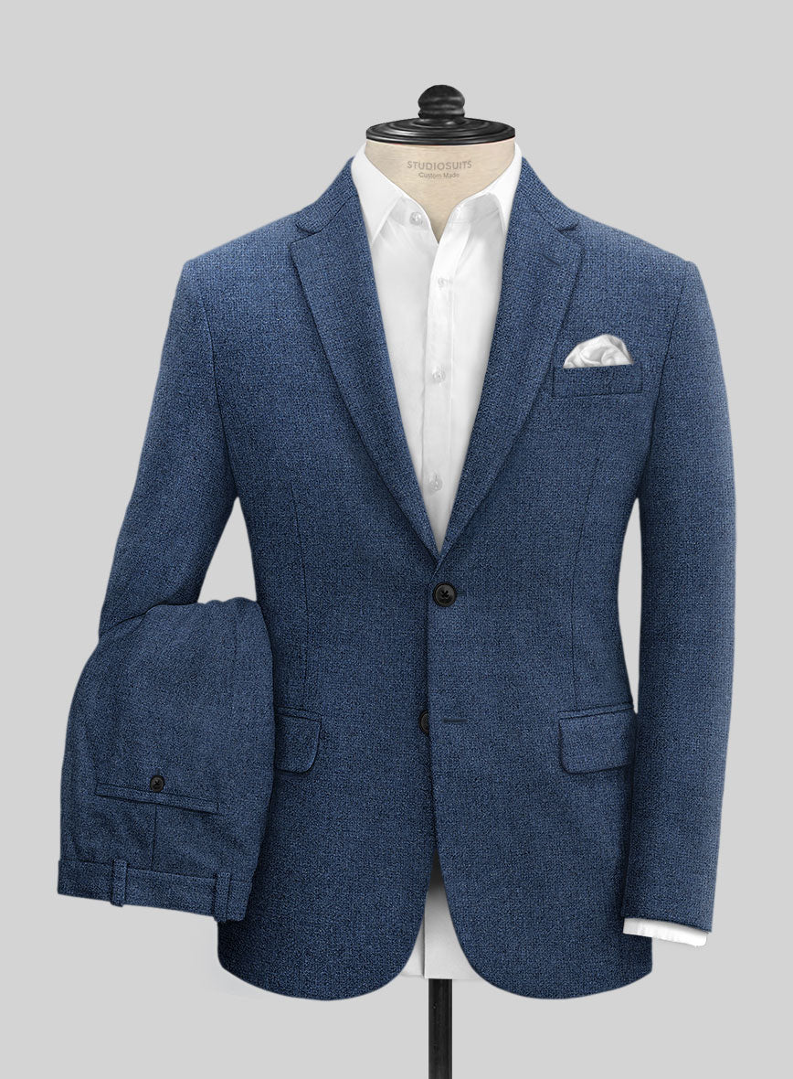 Rope Weave Persian Blue Tweed Suit - StudioSuits