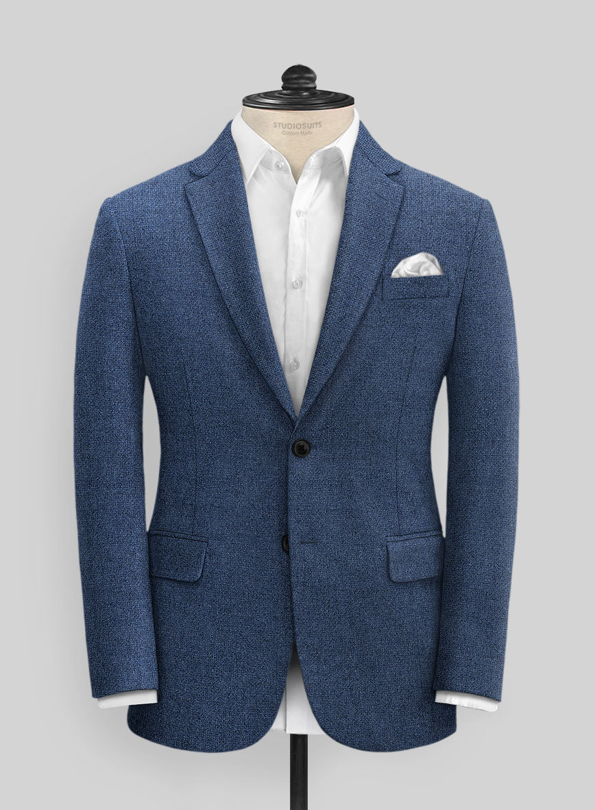 Rope Weave Persian Blue Tweed Suit - StudioSuits