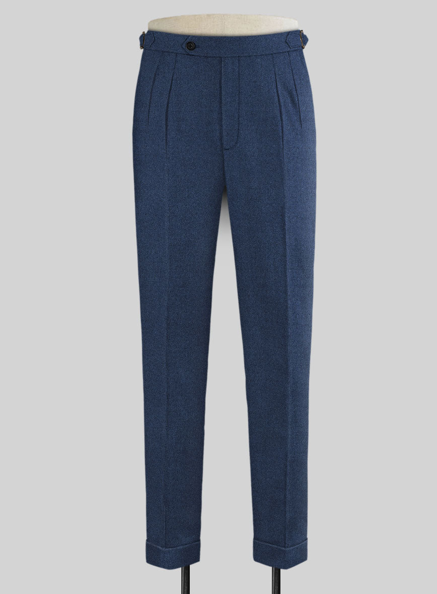 Rope Weave Persian Blue Highland Tweed Trousers - StudioSuits