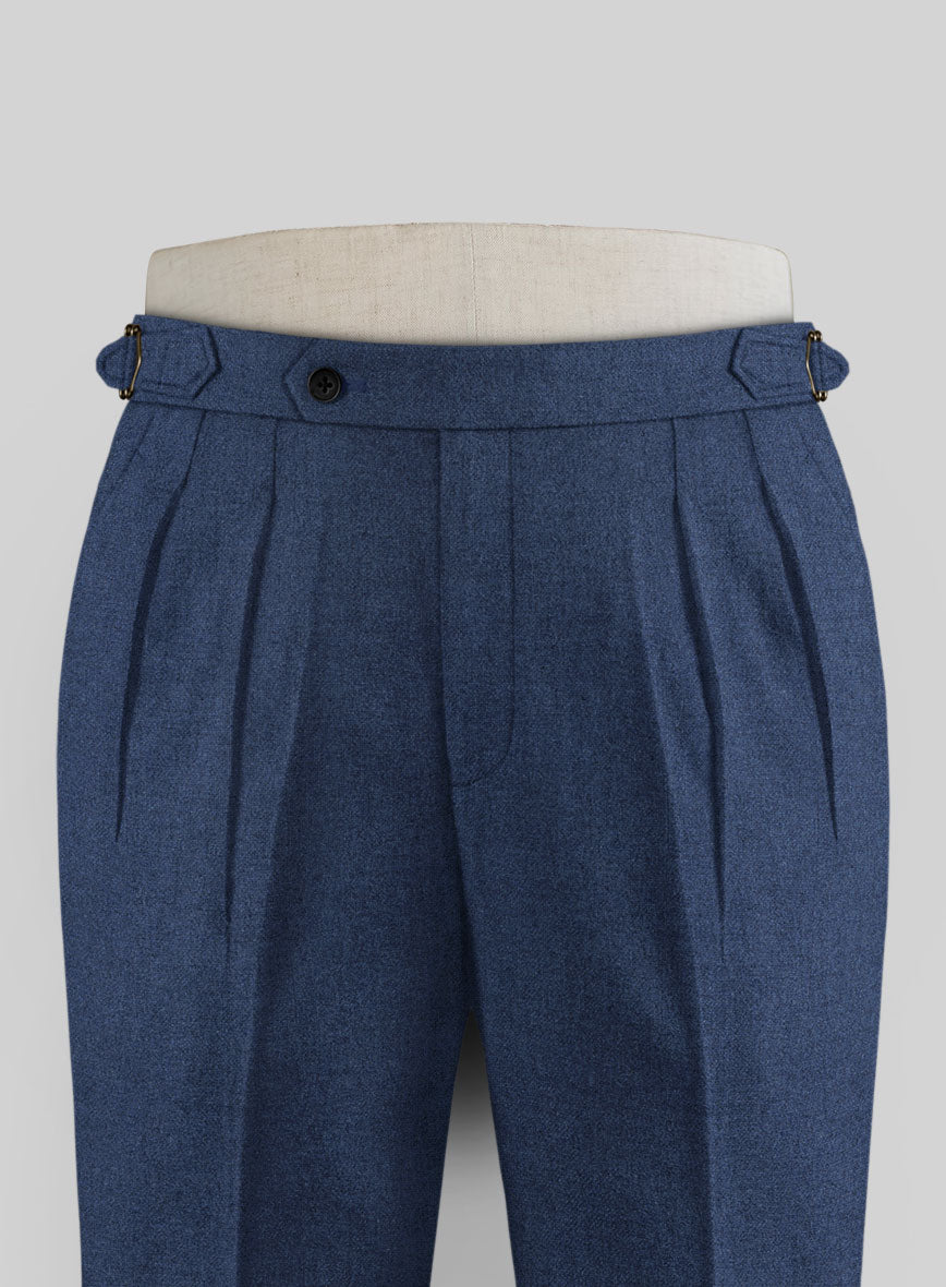 Rope Weave Persian Blue Highland Tweed Trousers - StudioSuits