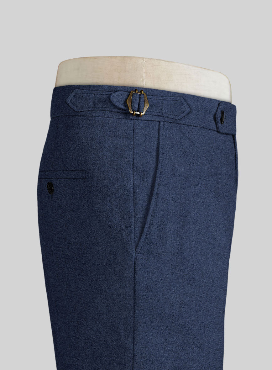 Rope Weave Persian Blue Highland Tweed Trousers - StudioSuits