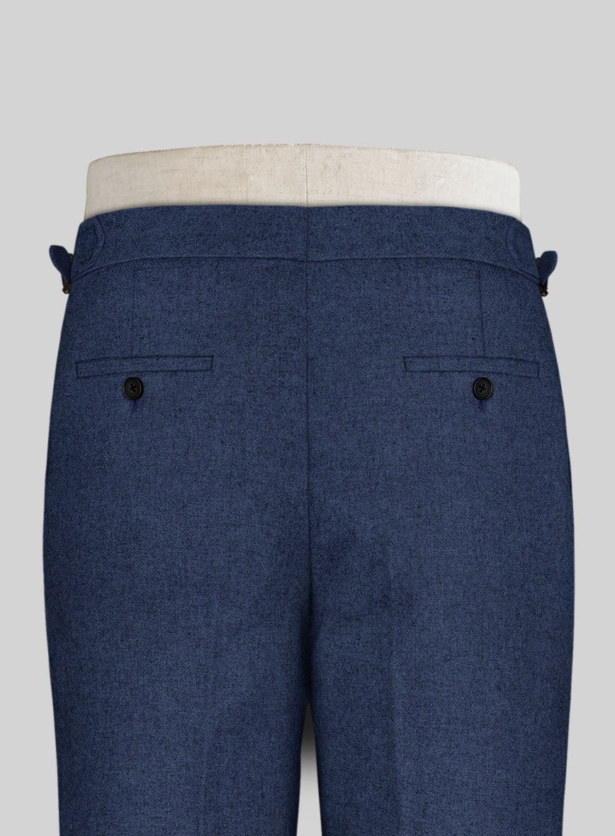 Rope Weave Persian Blue Highland Tweed Trousers - StudioSuits