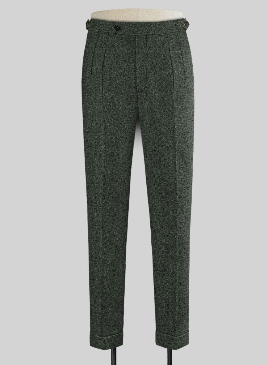 Rope Weave Green Highland Tweed Trousers - StudioSuits