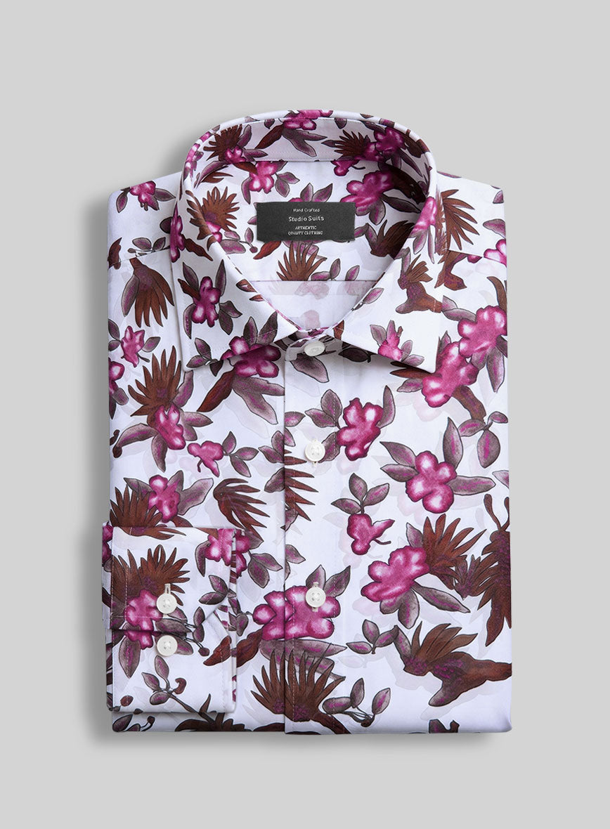 Rosewood Bloom Feather Cotton Shirt - StudioSuits