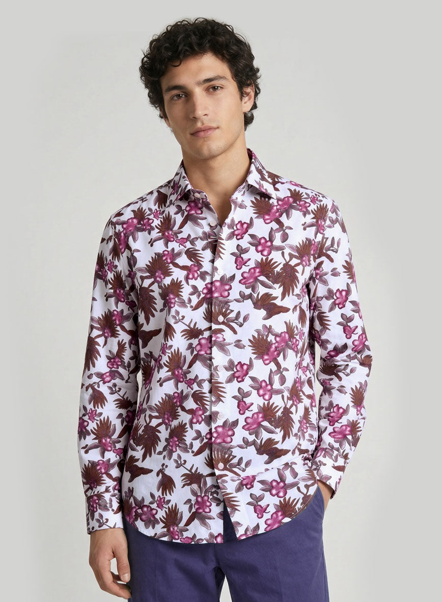 Rosewood Bloom Feather Cotton Shirt - StudioSuits