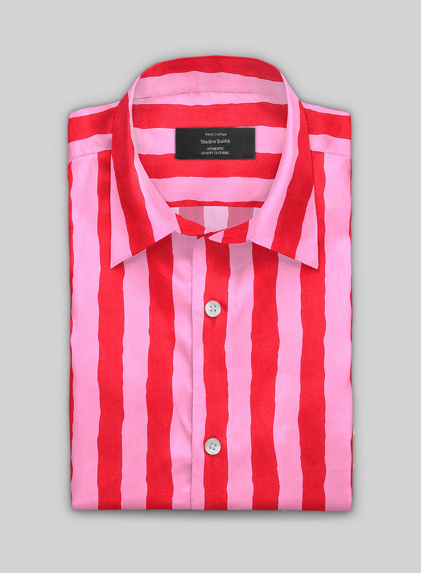 Rosso Blush Stripe Cotton Shirt - StudioSuits