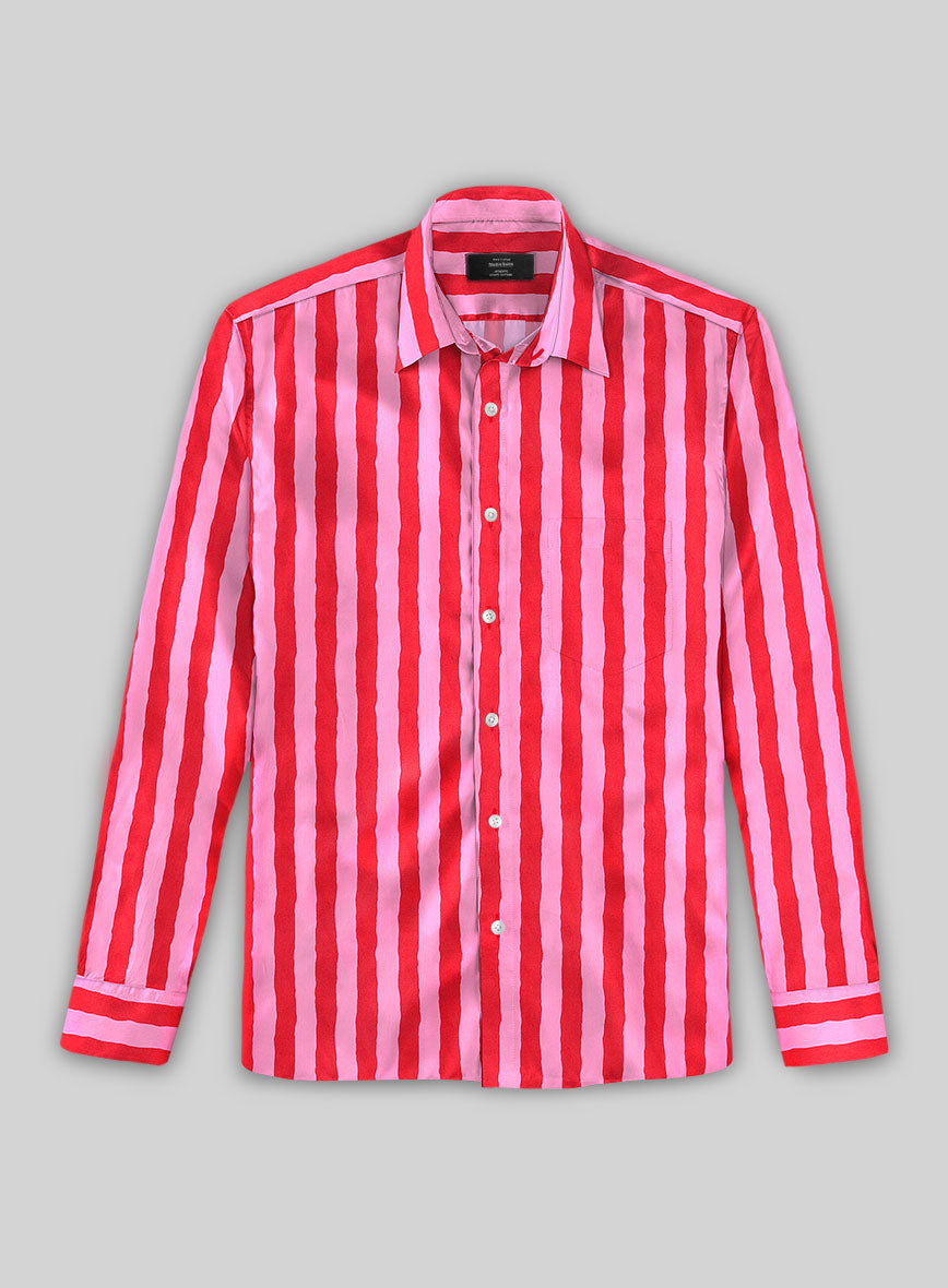 Rosso Blush Stripe Cotton Shirt - StudioSuits