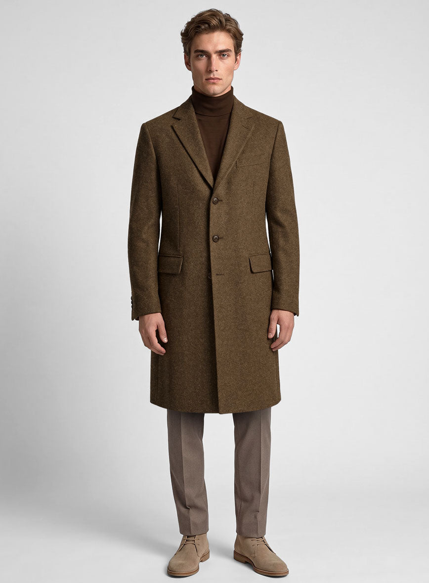Royal Brown Heavy Tweed Overcoat - StudioSuits
