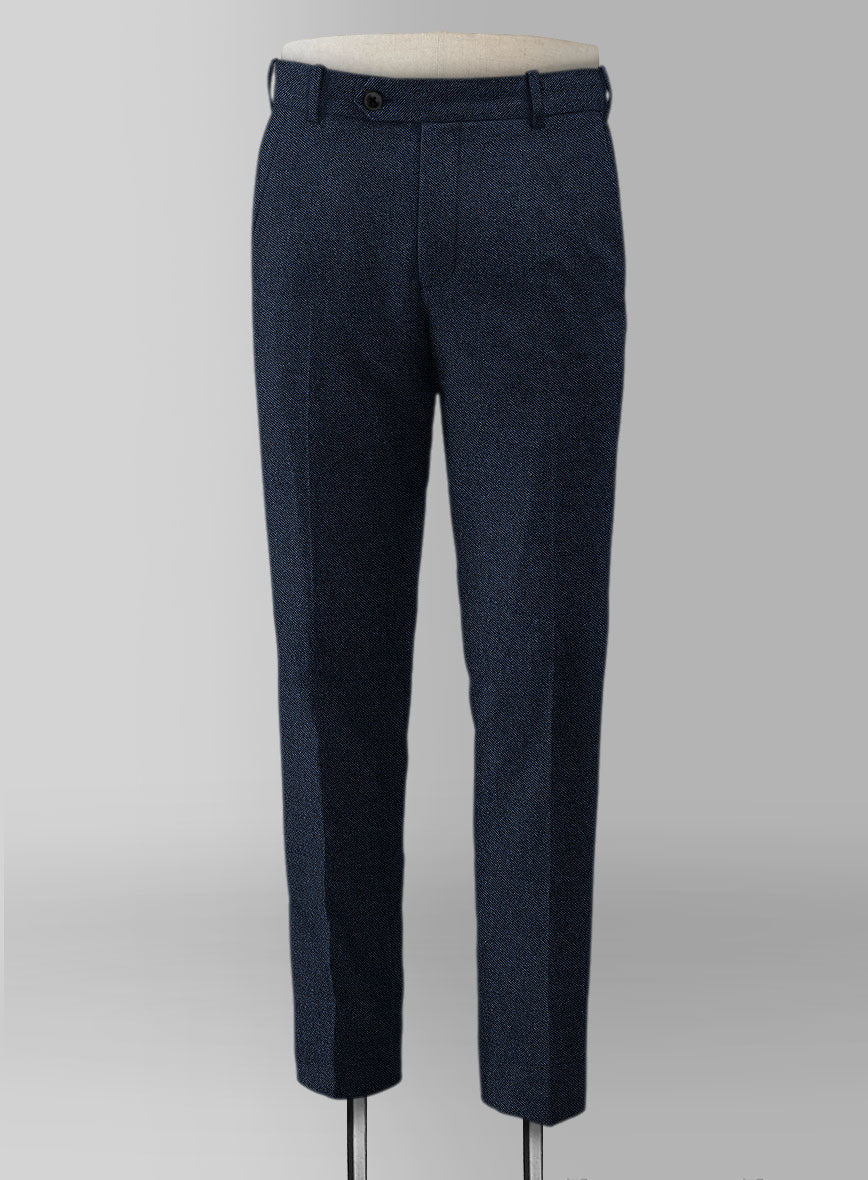 Royal Blue Denim Tweed Pants - StudioSuits