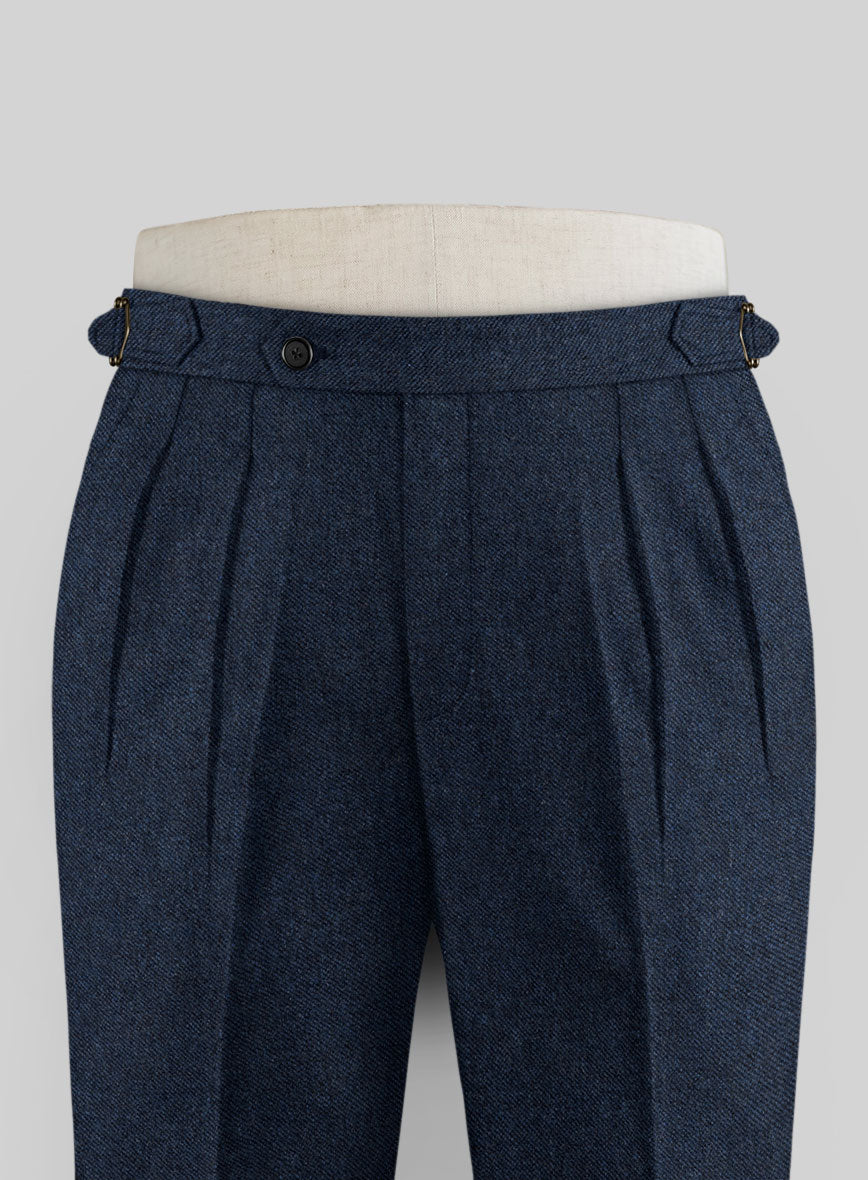 Royal Blue Denim Highland Tweed Trousers - StudioSuits