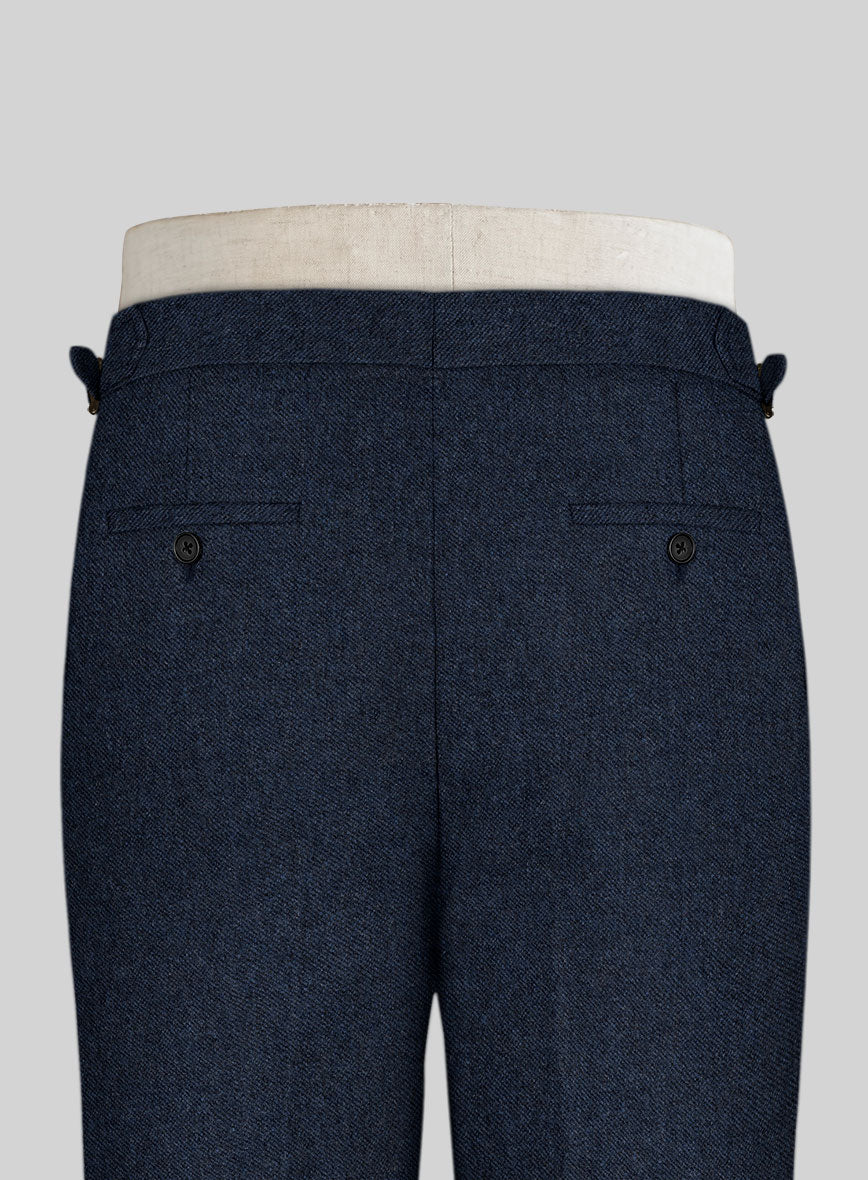 Royal Blue Denim Highland Tweed Trousers - StudioSuits
