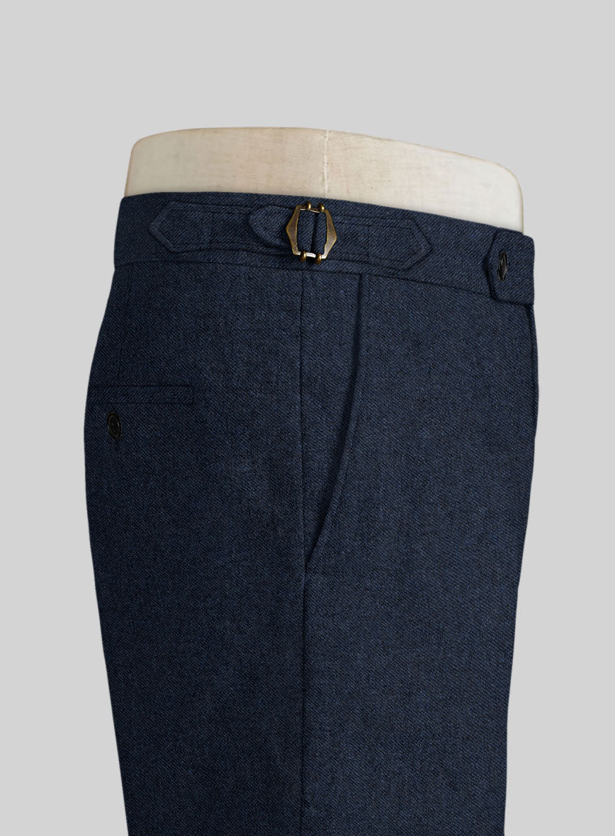 Royal Blue Denim Highland Tweed Trousers - StudioSuits