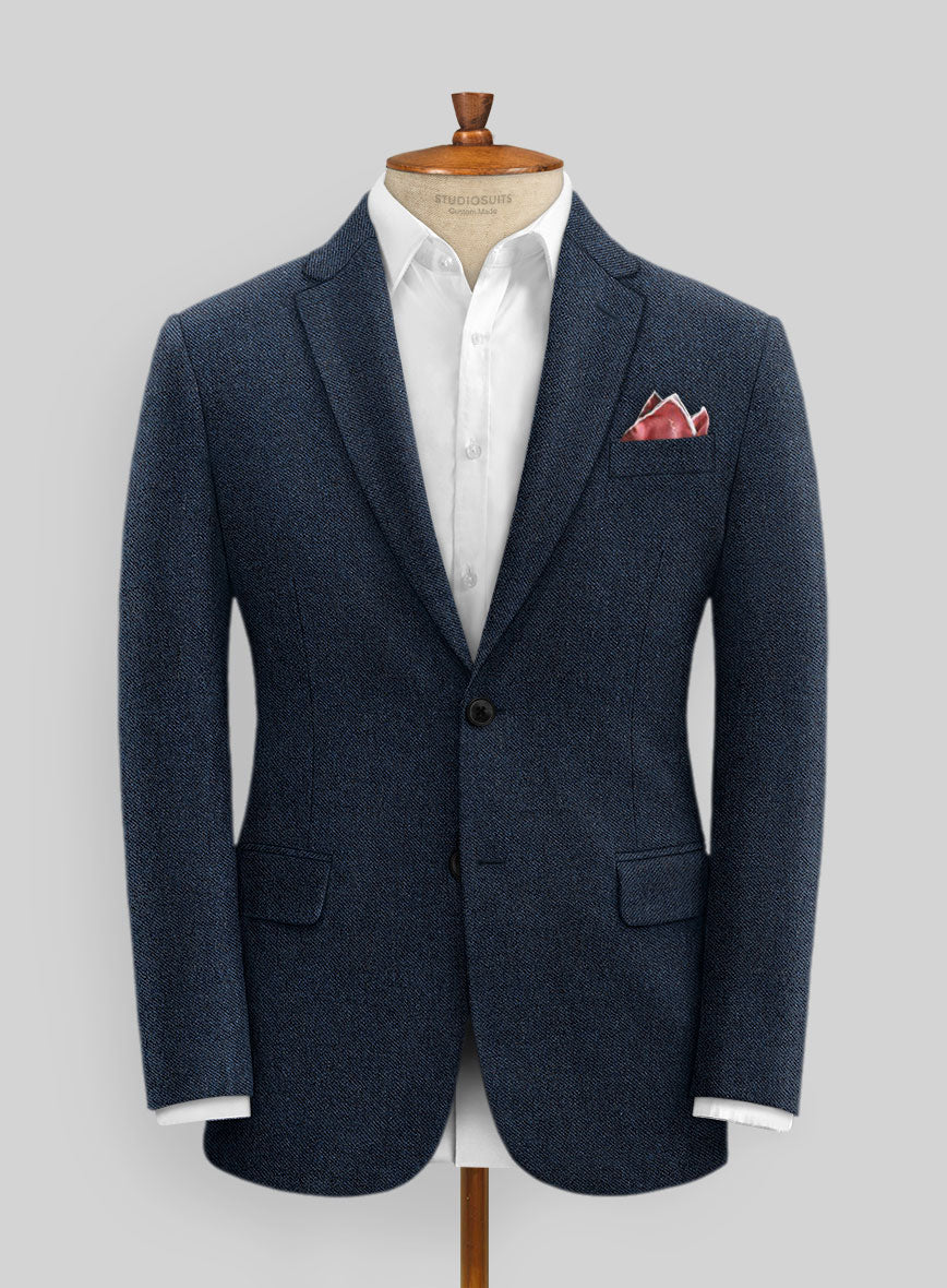 Royal Blue Denim Tweed Jacket - StudioSuits