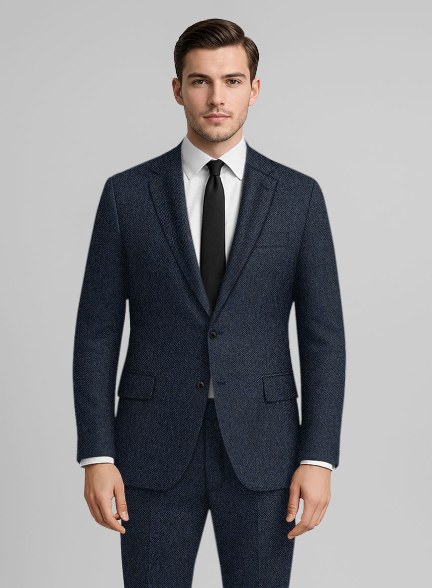 Royal Blue Denim Tweed Jacket - StudioSuits