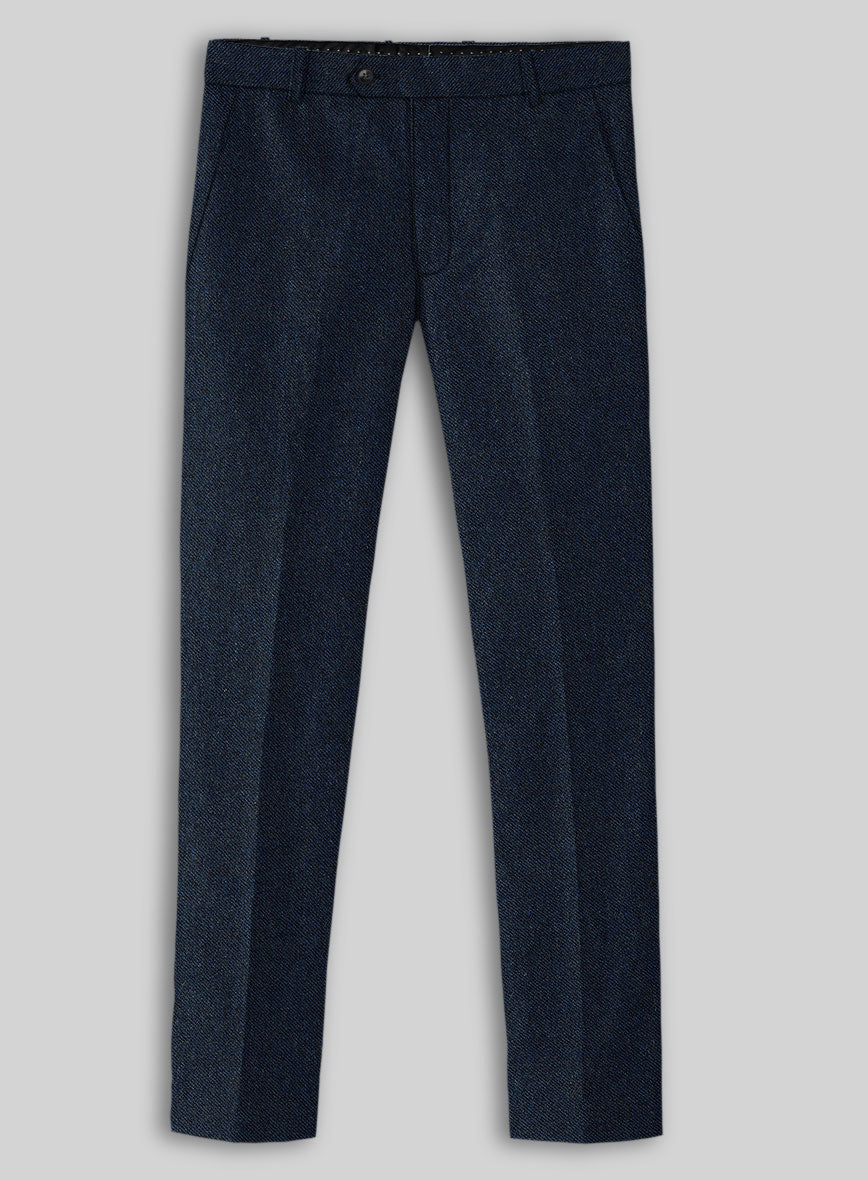 Royal Blue Denim Tweed Pants - StudioSuits