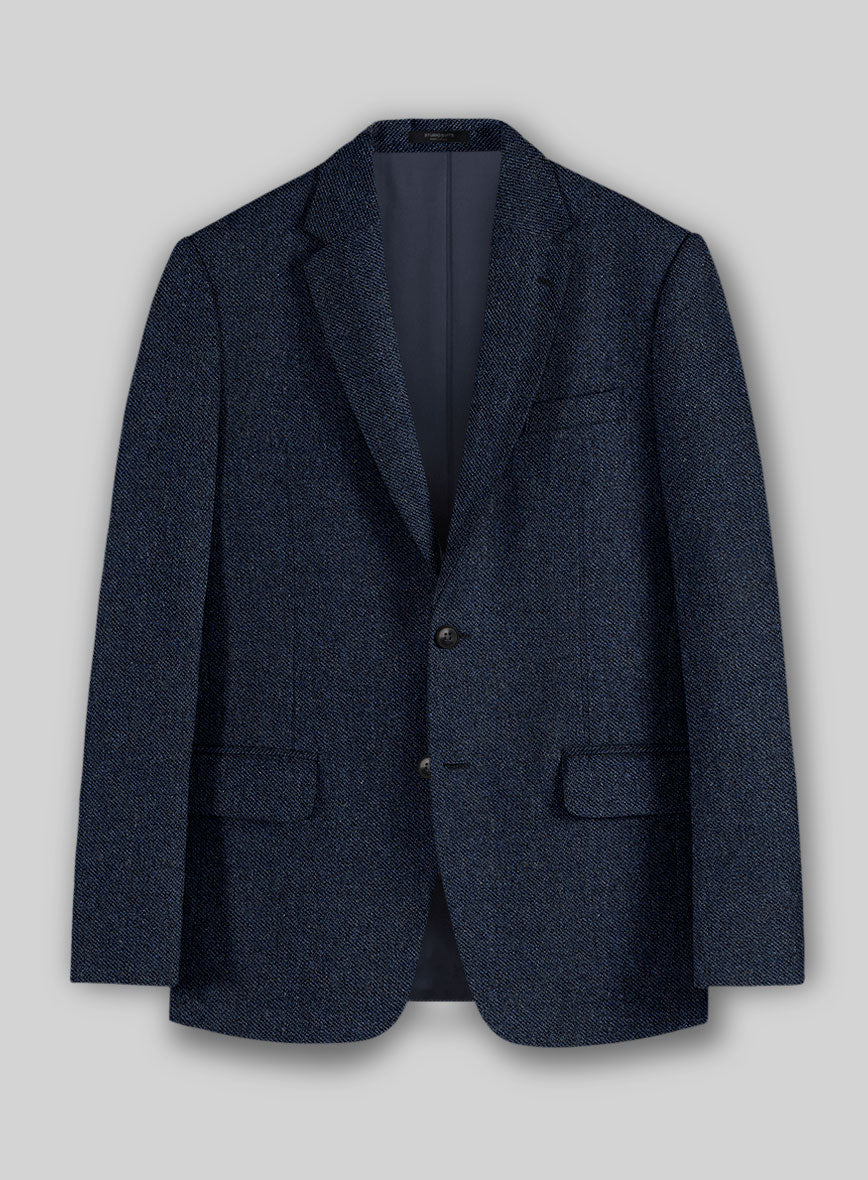 Royal Blue Denim Tweed Suit - StudioSuits