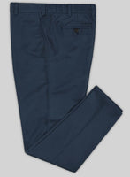 Washed Royal Blue Feather Cotton Canvas Stretch Chino Pants - StudioSuits