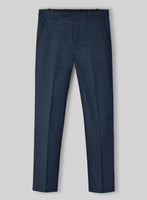 Royal Blue Feather Cotton Canvas Stretch Pants - StudioSuits