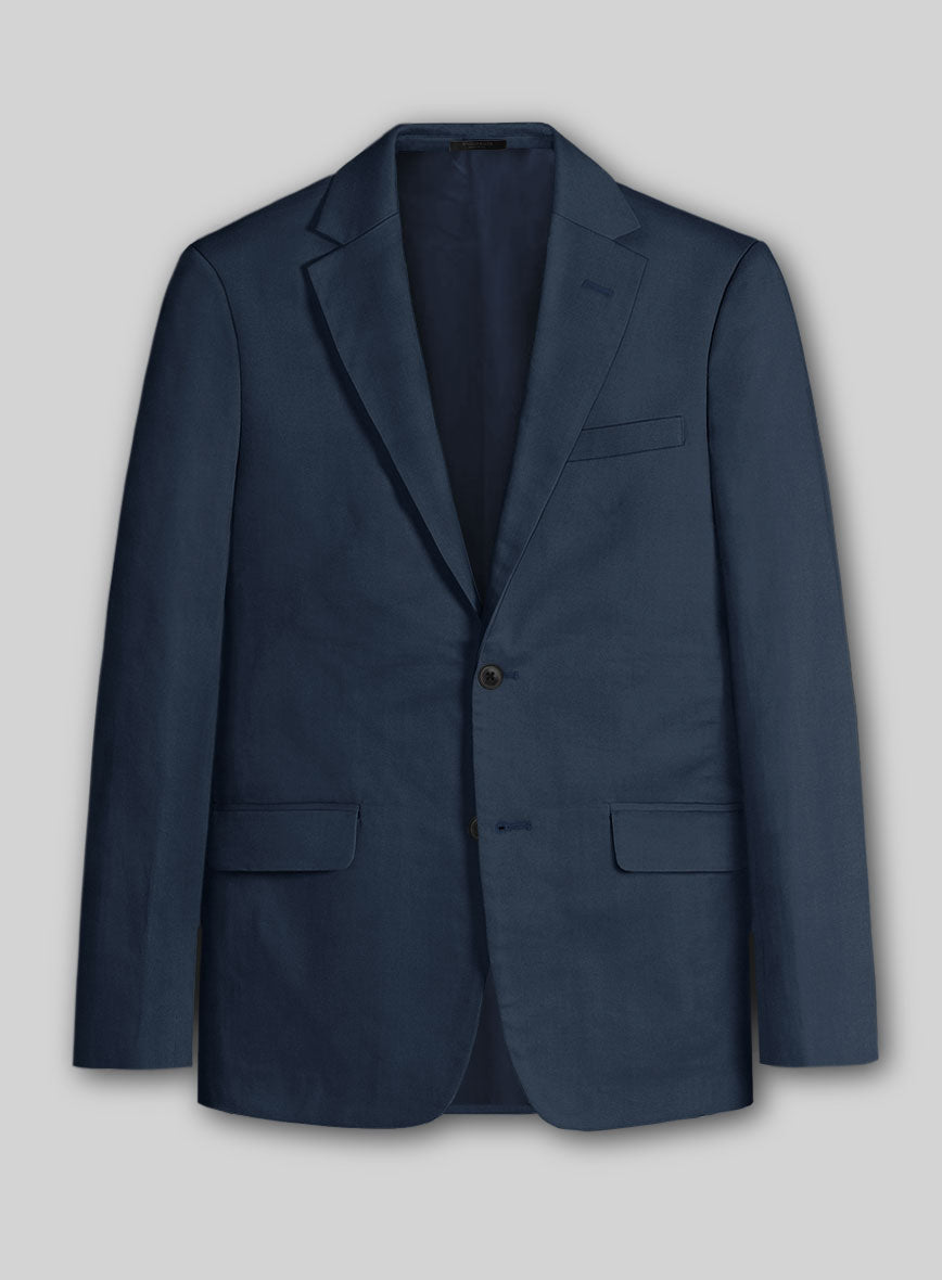 Royal Blue Feather Cotton Canvas Stretch Suit - StudioSuits