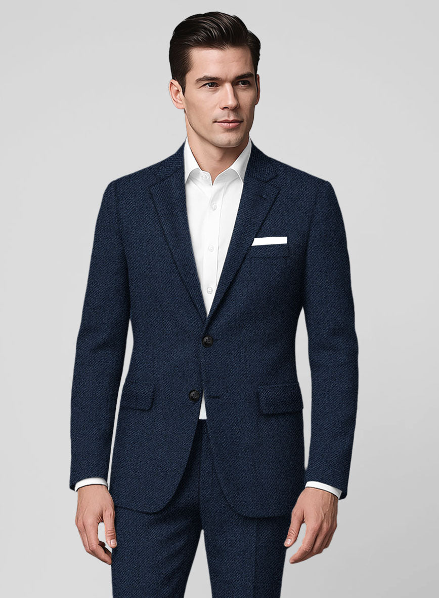 Royal Blue Heavy Tweed Suit - StudioSuits