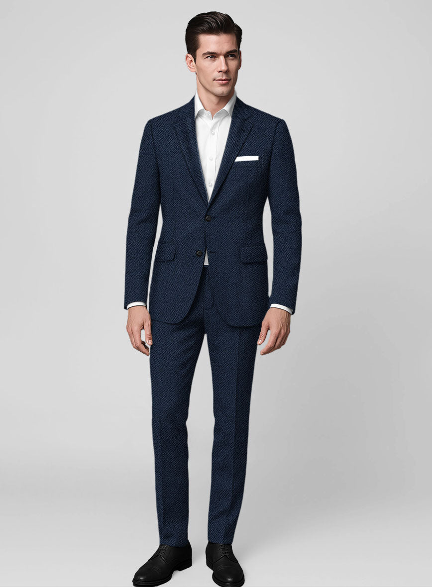 Royal Blue Heavy Tweed Suit - StudioSuits