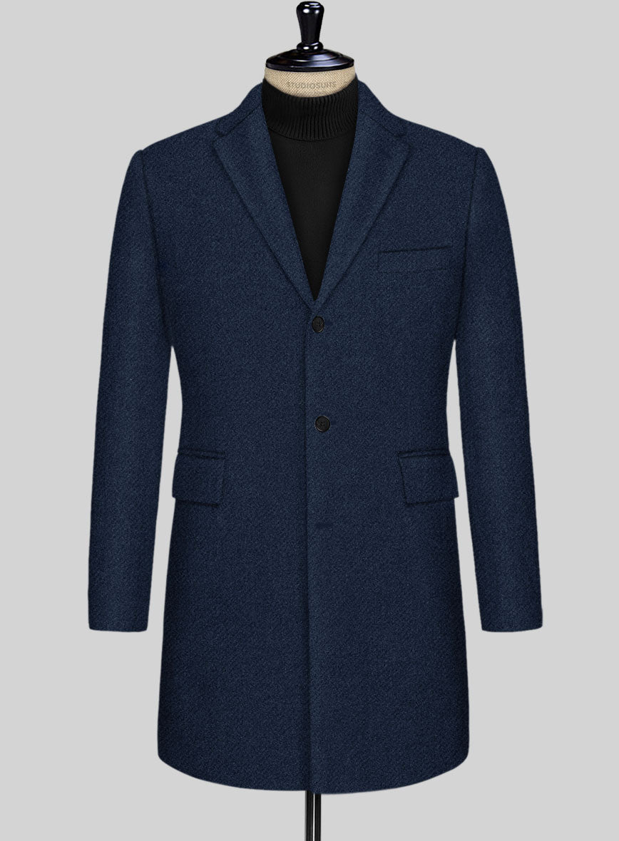Royal Blue Heavy Tweed Overcoat - StudioSuits