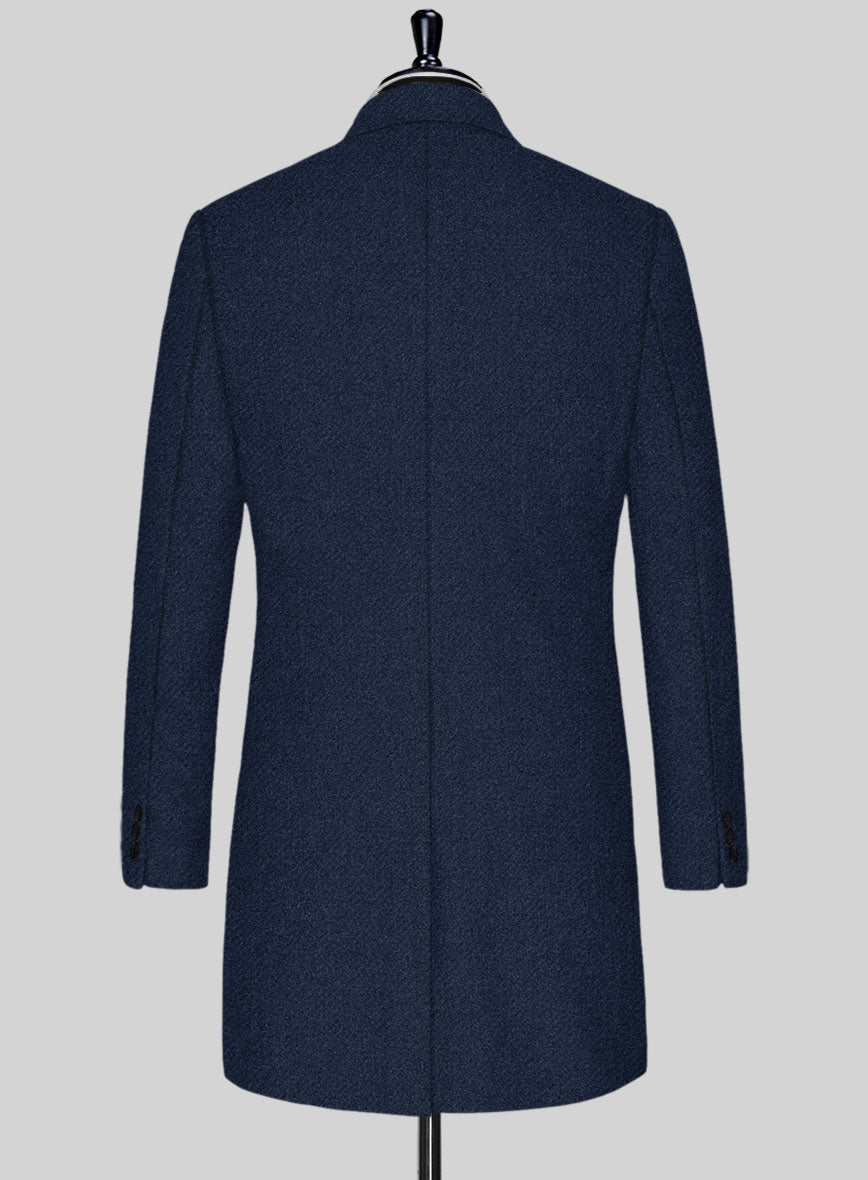 Royal Blue Heavy Tweed Overcoat - StudioSuits