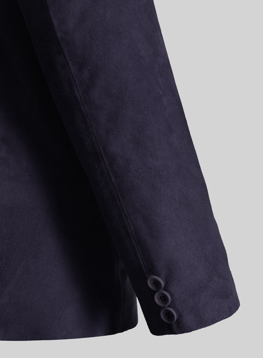 Dark Slate Purple Suede Leather Blazer - StudioSuits